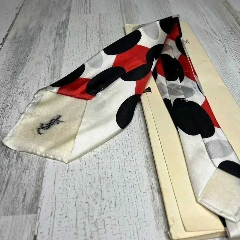 Yves Saint Laurent Vintage Silk Tie Red White and‎ Black